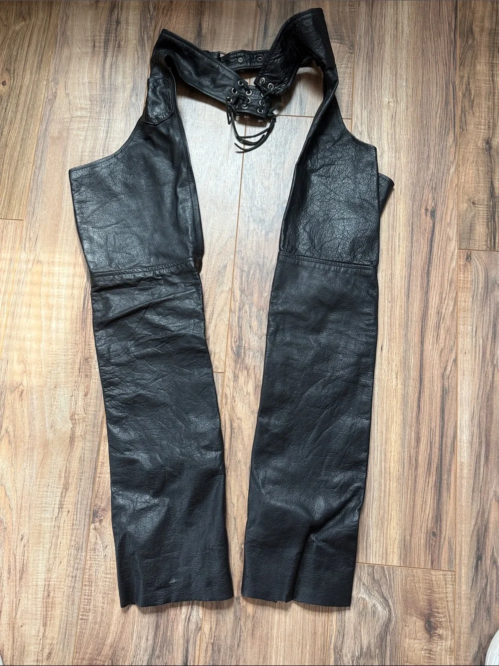 Women’s Barney’s Leather Black Leather Motorcycle Chaps - Slim Fit